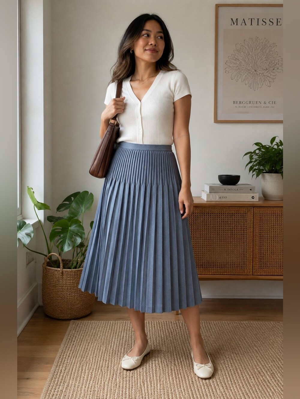 VTG Tradition-Sears Pleated Skirt Denim/Grey